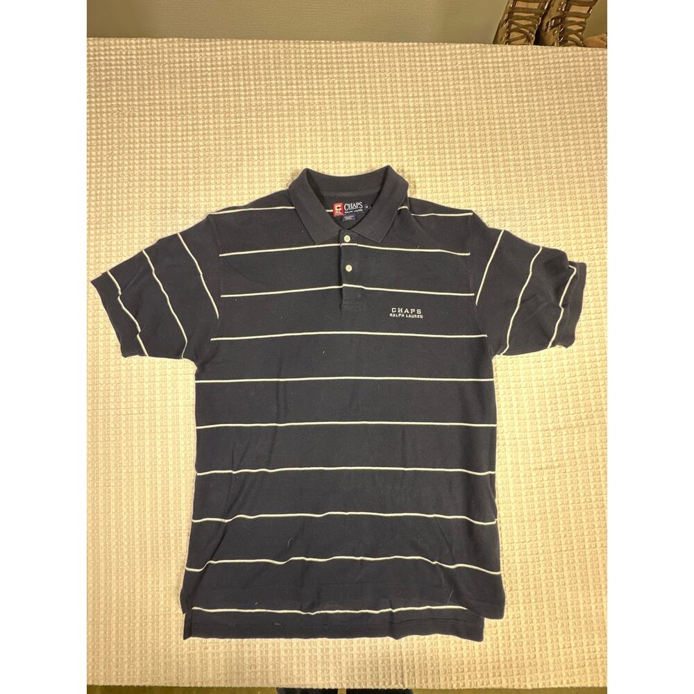 Chaps Ralph Lauren Striped Polo Shirt Navy White Classic Preppy Mens M